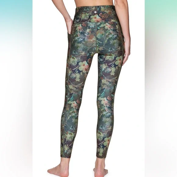 RBX Women's Full Length Floral Leggings High Waisted Activewear Medium - Picture 2 of 5